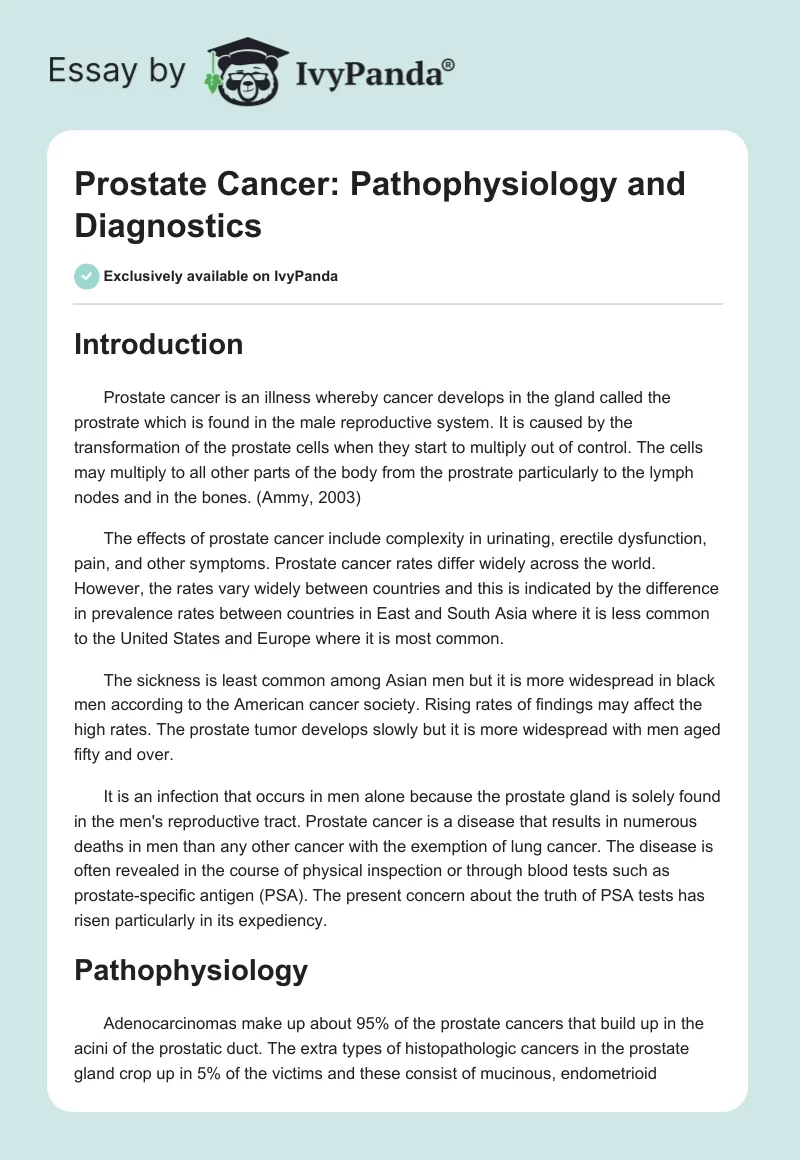 Prostate Cancer: Pathophysiology and Diagnostics. Page 1