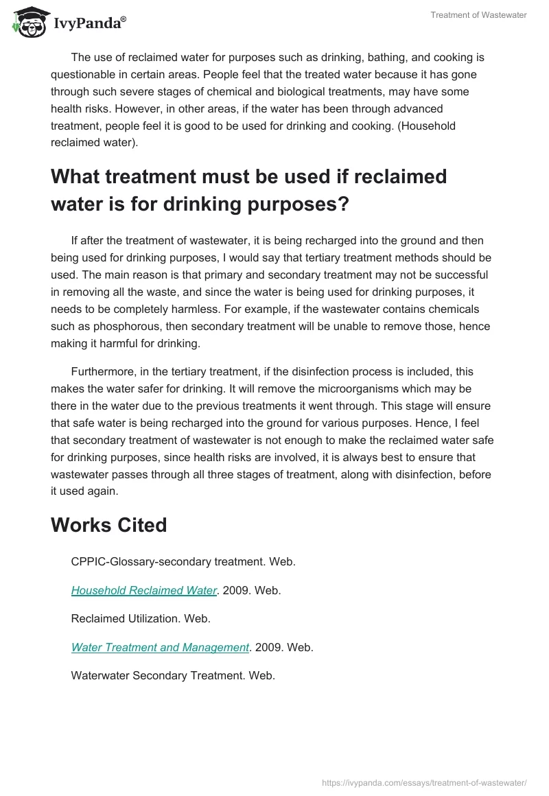 Treatment of Wastewater. Page 2