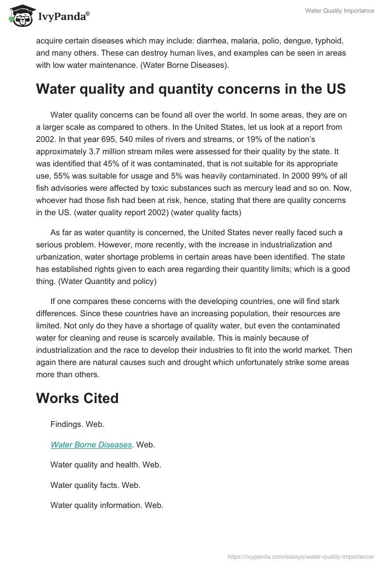 Water Quality Importance. Page 2