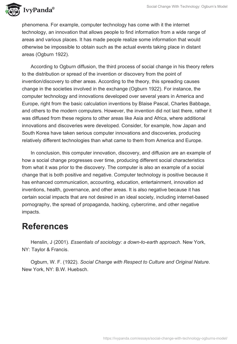 Social Change With Technology: Ogburn’s Model. Page 2