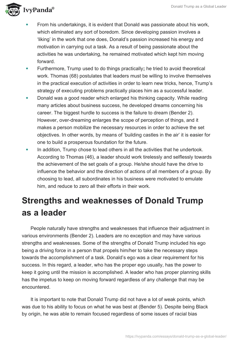 Leadership Lessons from Donald Trump: Analysis of Success Factors. Page 2