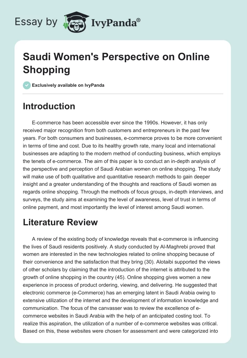 Saudi Women's Perspective on Online Shopping. Page 1