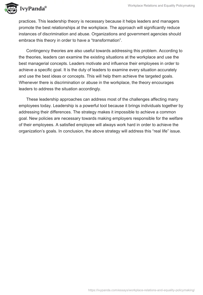Workplace Relations and Equality Policymaking. Page 2
