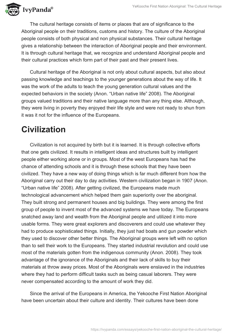 YeKooche First Nation Aboriginal: The Cultural Heritage. Page 2