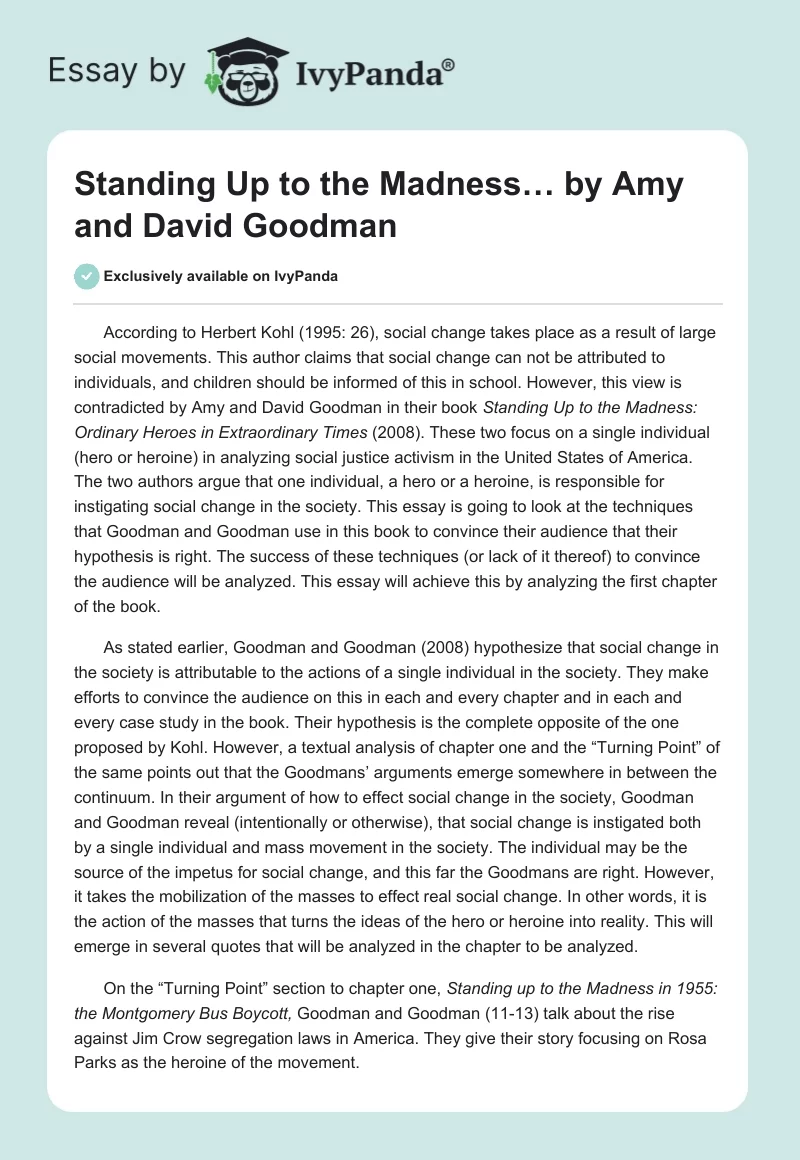 "Standing Up to the Madness…" by Amy and David Goodman. Page 1