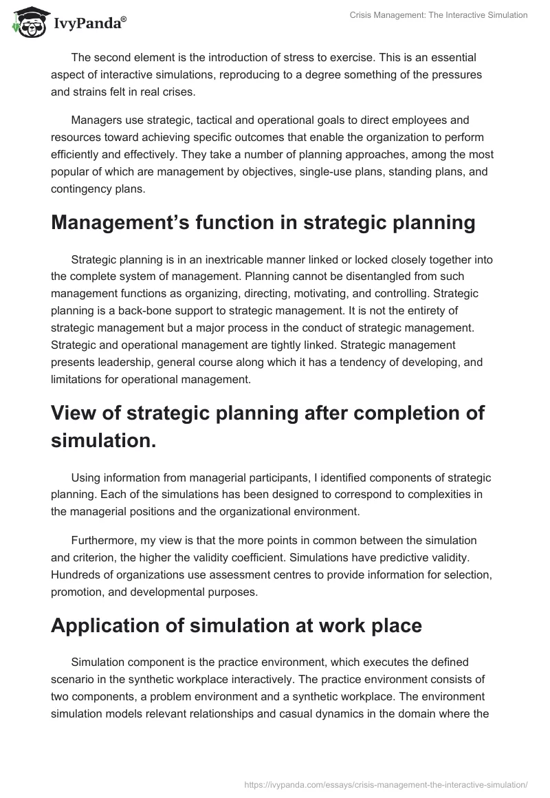 Crisis Management: The Interactive Simulation - 581 Words | Coursework ...