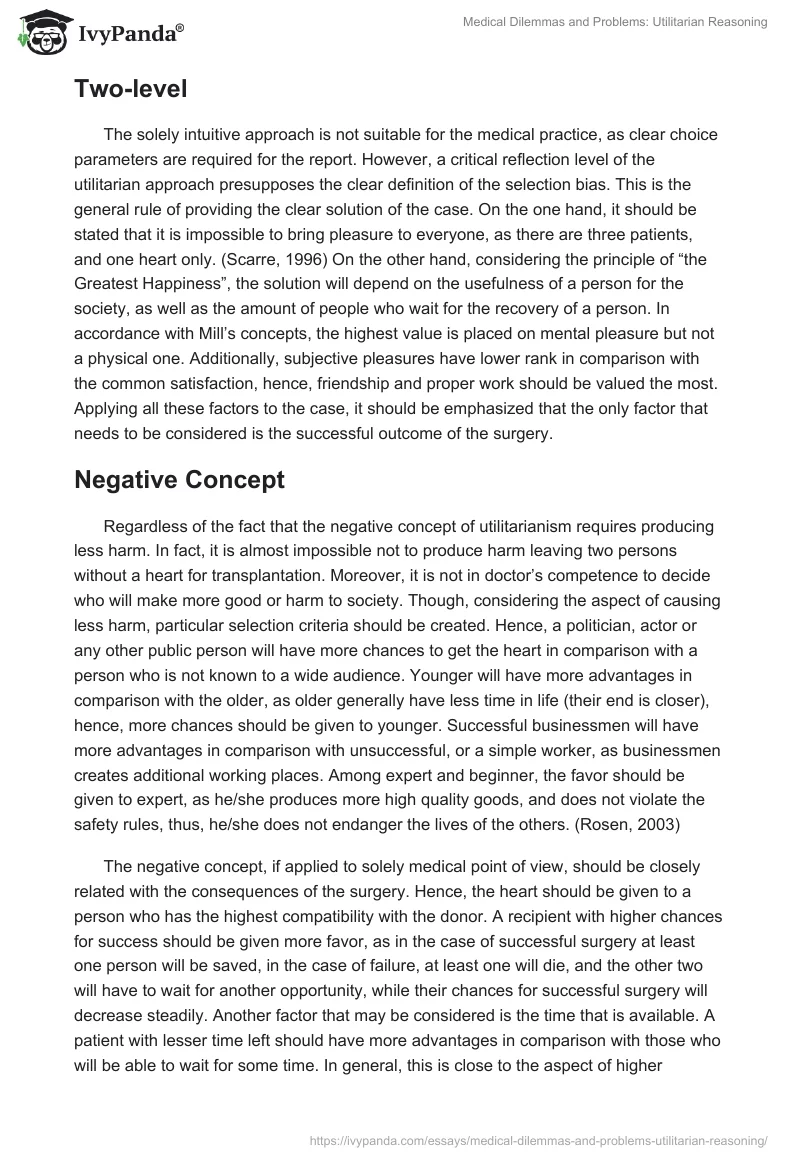 Medical Dilemmas and Problems: Utilitarian Reasoning. Page 2