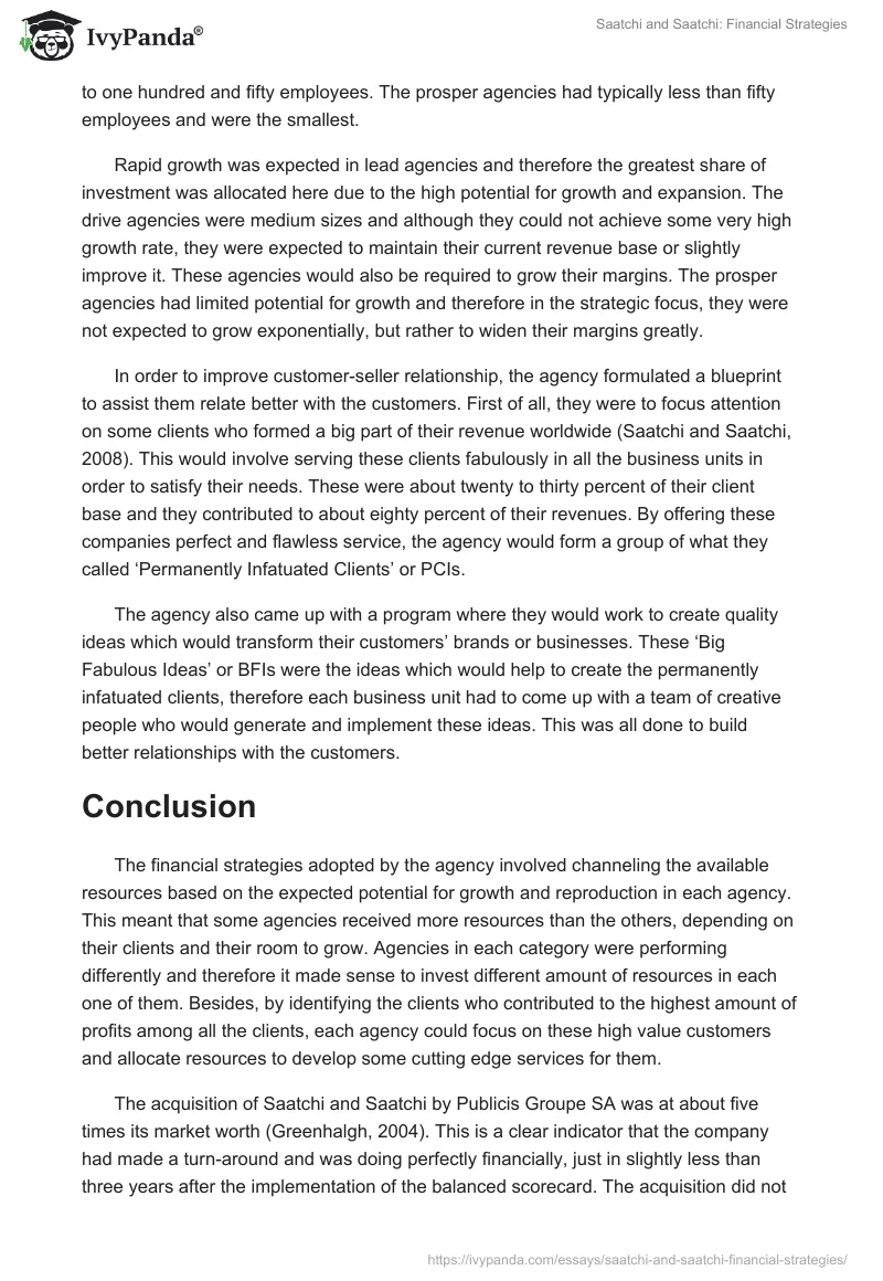Saatchi and Saatchi: Financial Strategies. Page 2