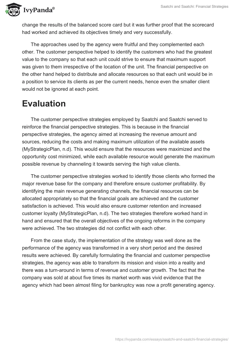Saatchi and Saatchi: Financial Strategies. Page 3