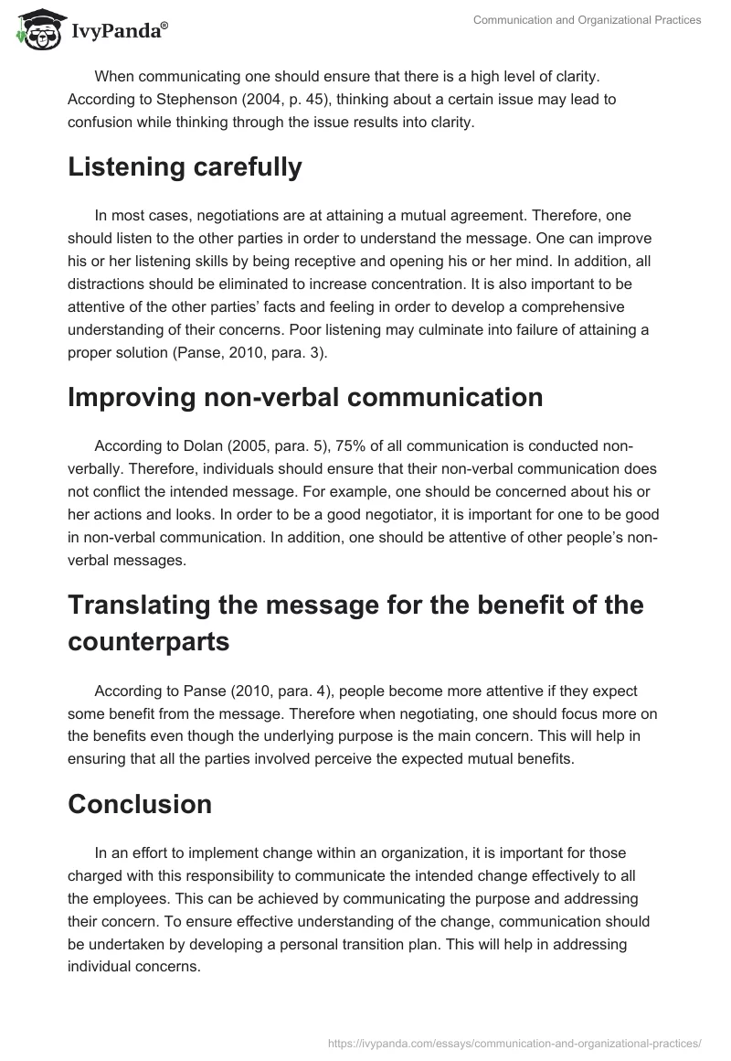 Communication and Organizational Practices. Page 4