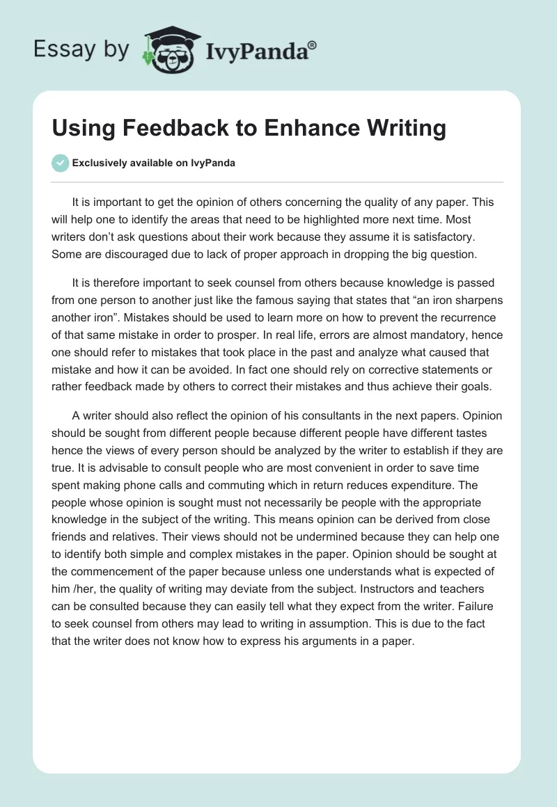 Using Feedback to Enhance Writing. Page 1