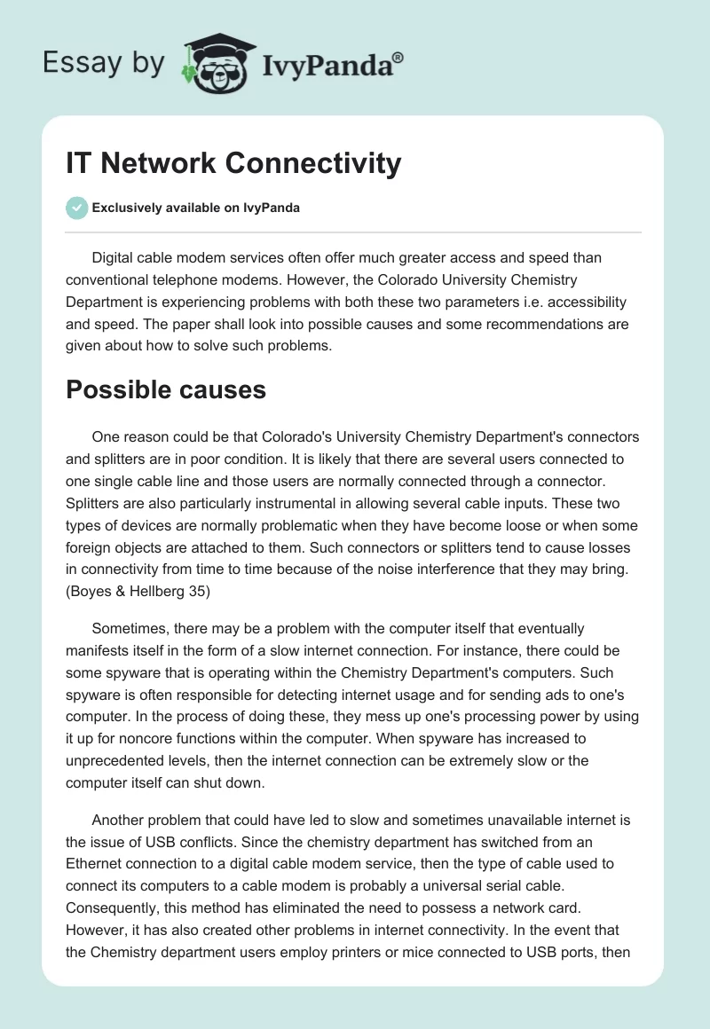 IT Network Connectivity. Page 1