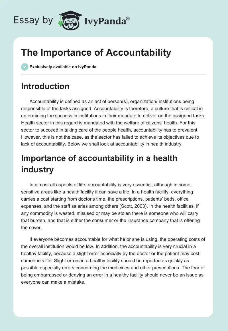 The Importance of Accountability. Page 1