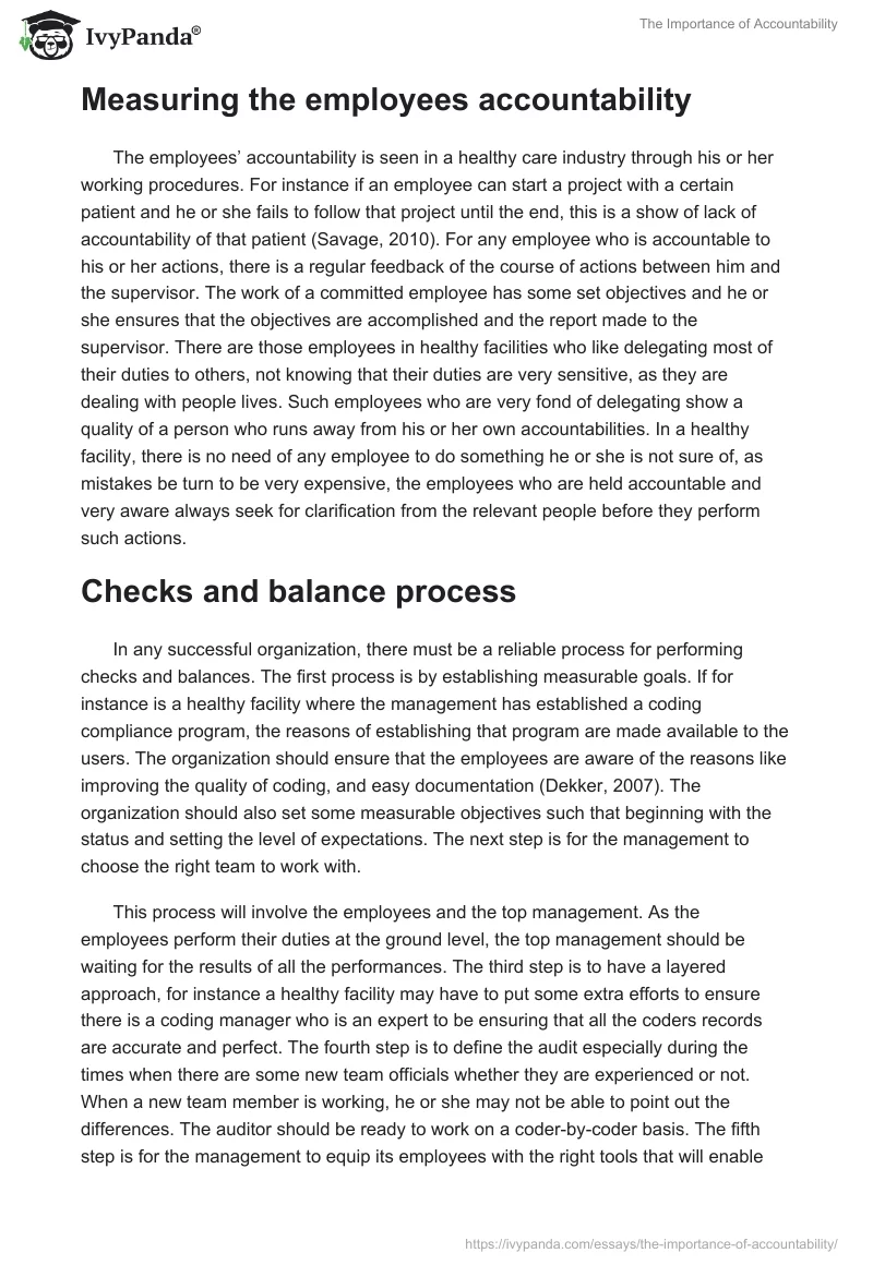 The Importance of Accountability. Page 2