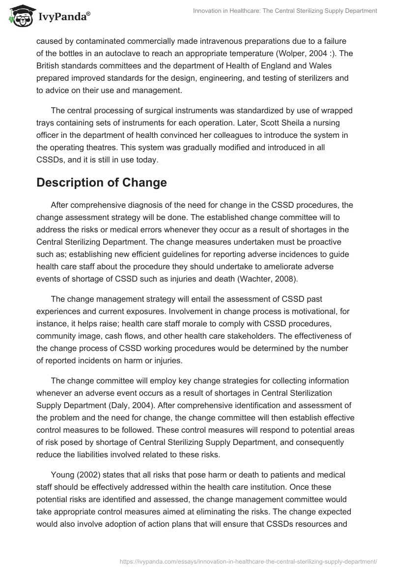 Innovation in Healthcare: The Central Sterilizing Supply Department. Page 4