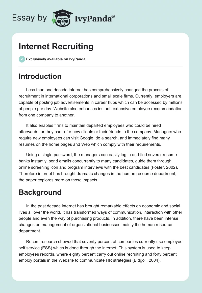 Internet Recruiting. Page 1
