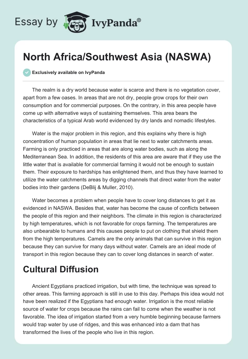 North Africa/Southwest Asia (NASWA). Page 1