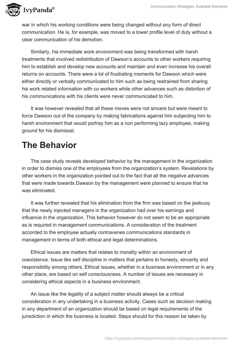 Communication Strategies. Available Elements. Page 2