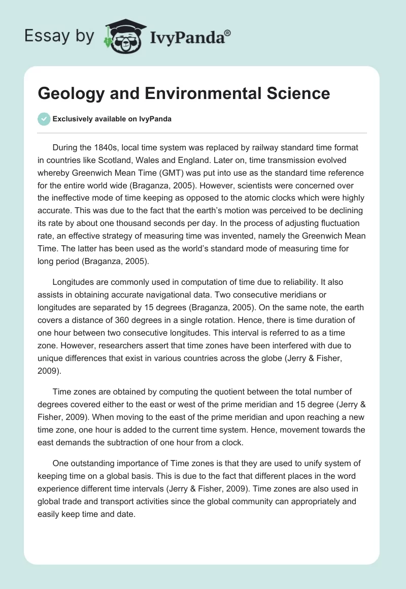 Geology and Environmental Science. Page 1