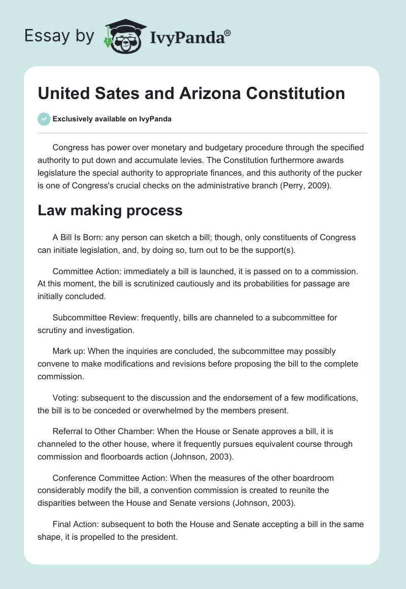 United Sates and Arizona Constitution. Page 1