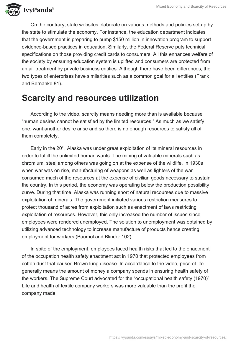 Mixed Economy and Scarcity of Resources. Page 2