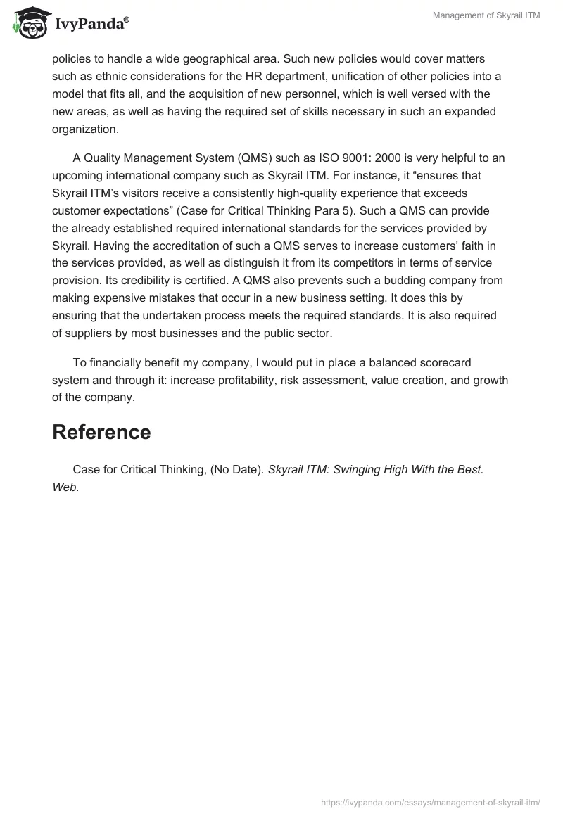 Management of Skyrail ITM. Page 2