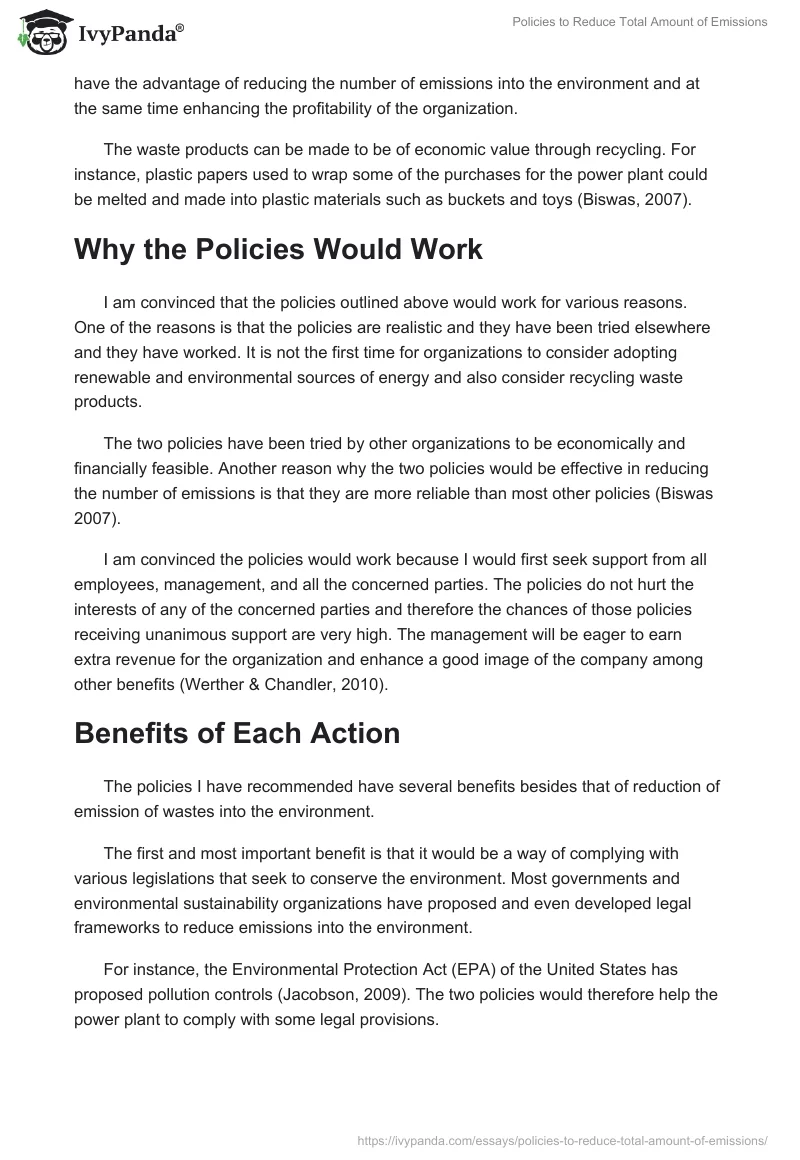Policies to Reduce Total Amount of Emissions. Page 2