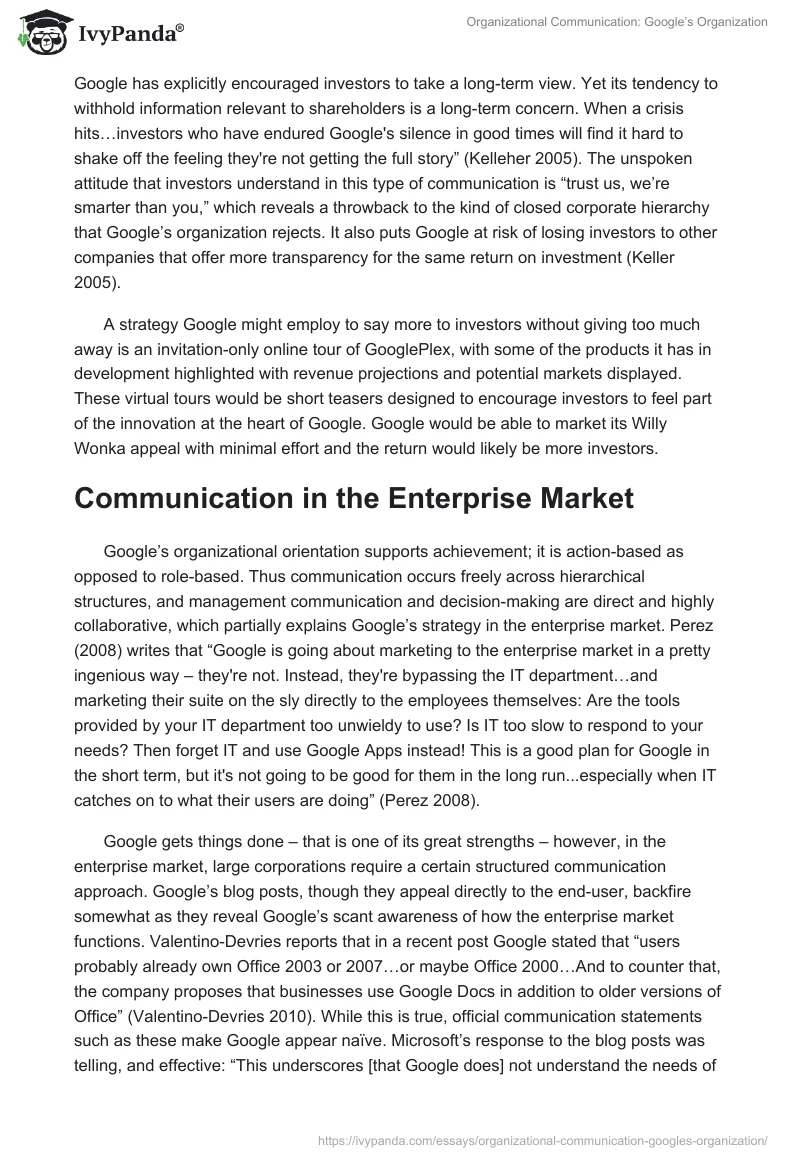 Organizational Communication: Google’s Organization. Page 2