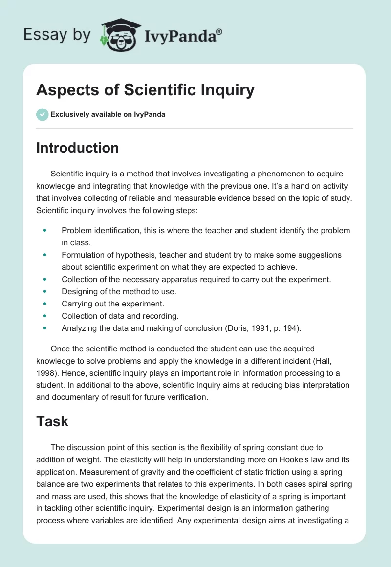 Aspects of Scientific Inquiry. Page 1
