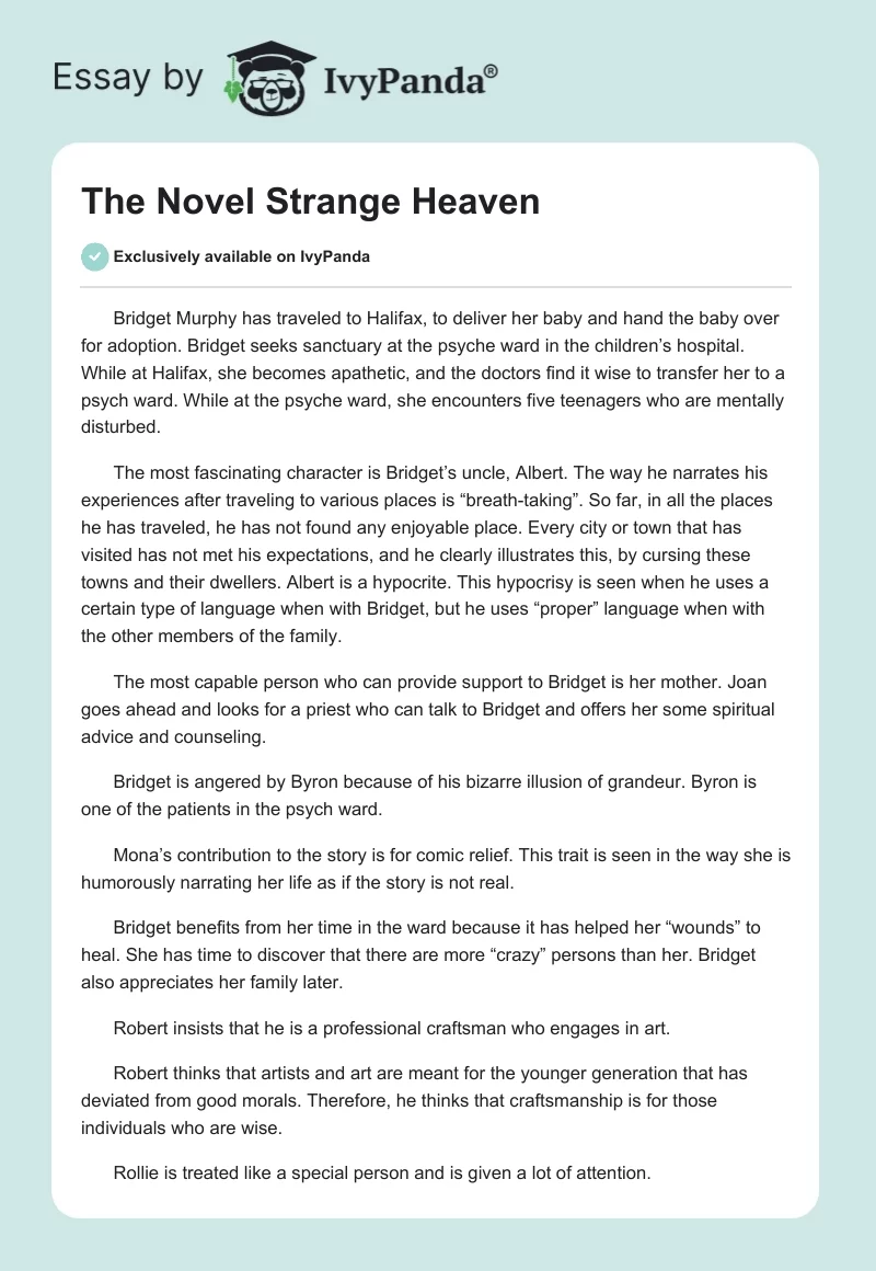 The Novel Strange Heaven. Page 1
