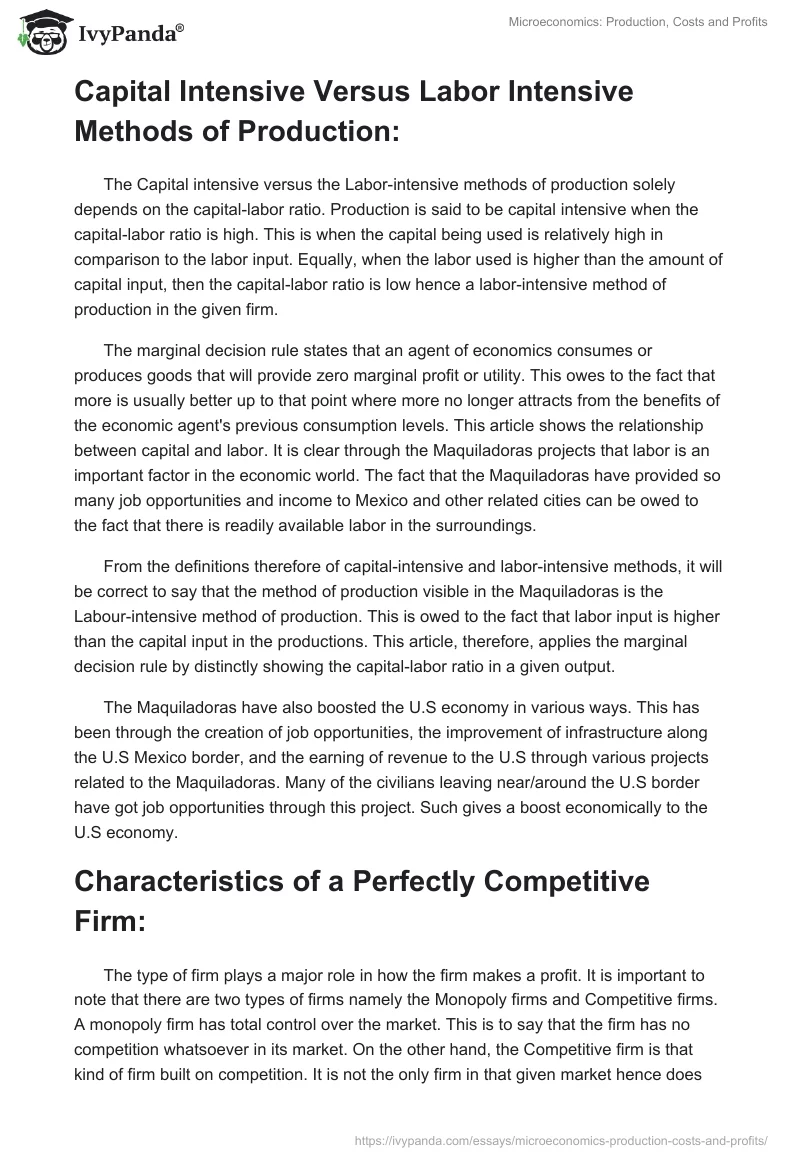 Microeconomics: Production, Costs and Profits. Page 2