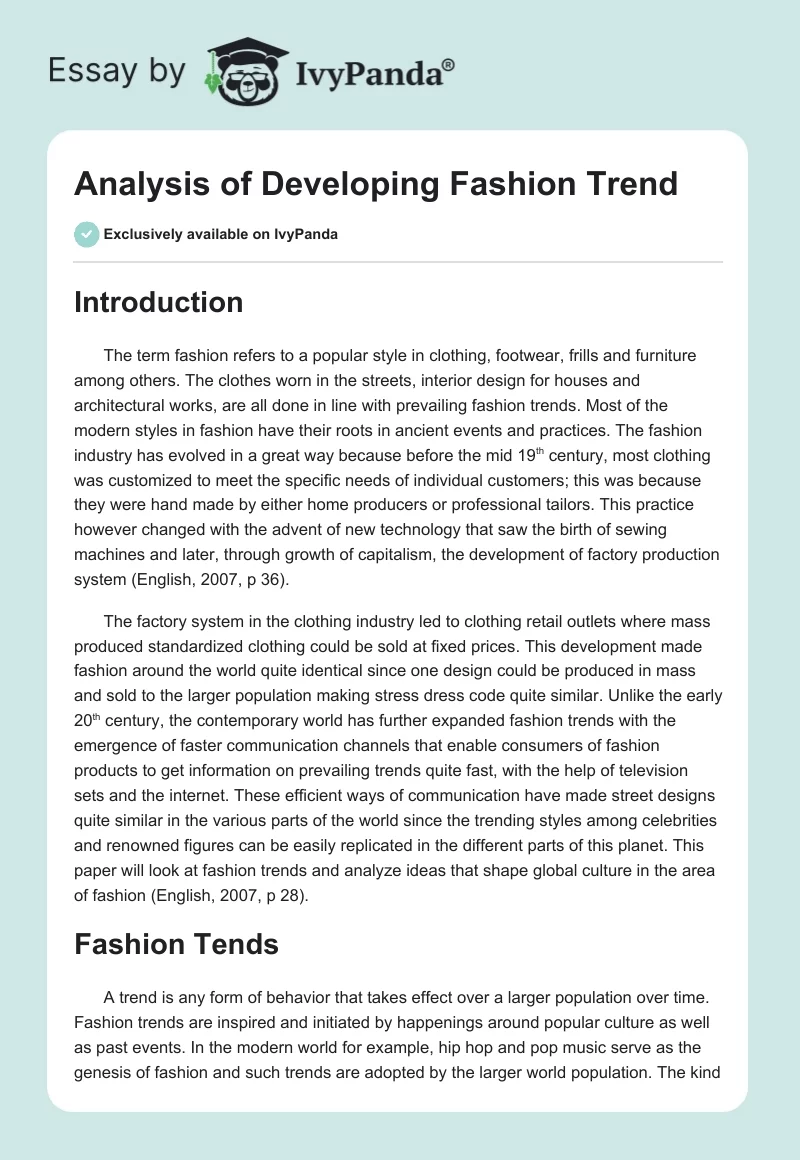 Analysis of Developing Fashion Trend. Page 1