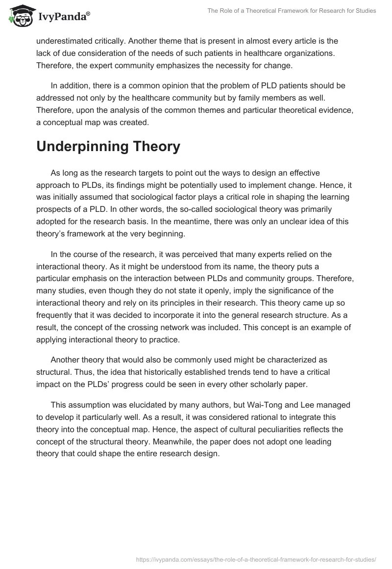 The Role of a Theoretical Framework for Research for Studies. Page 2