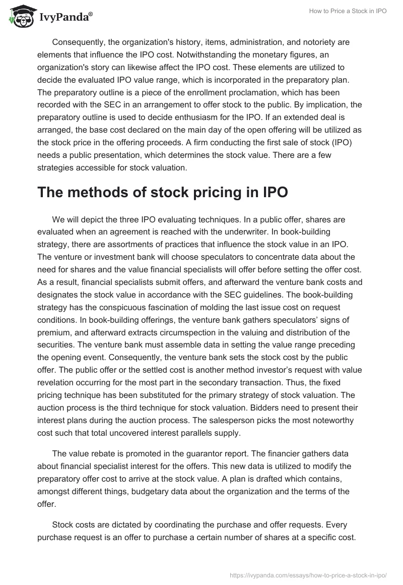 How to Price a Stock in IPO. Page 2