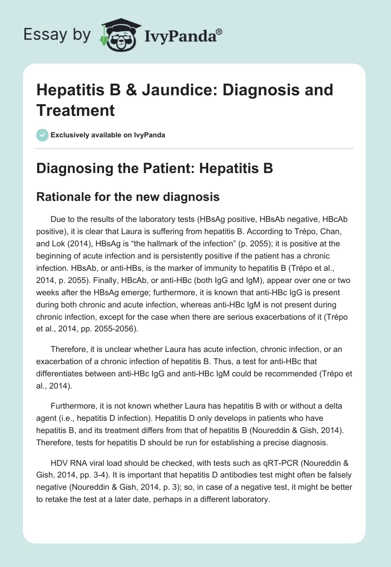 Hepatitis B & Jaundice: Diagnosis and Treatment. Page 1
