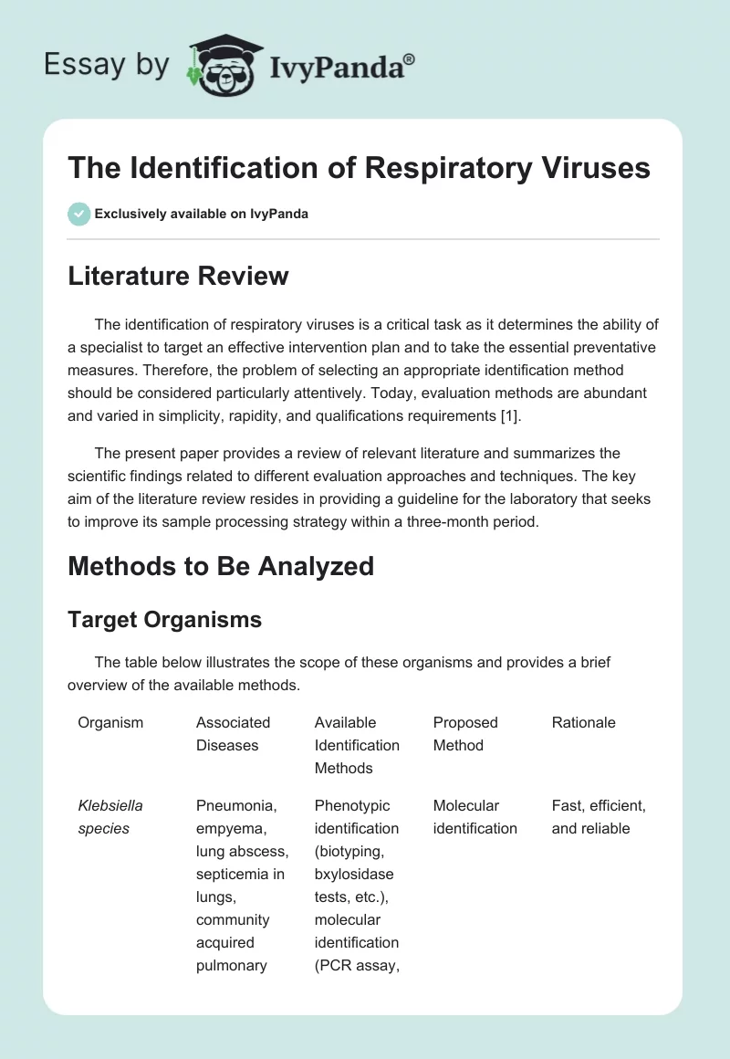 The Identification of Respiratory Viruses. Page 1
