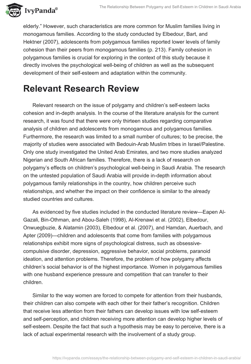The Relationship Between Polygamy and Self-Esteem in Children in Saudi Arabia. Page 3