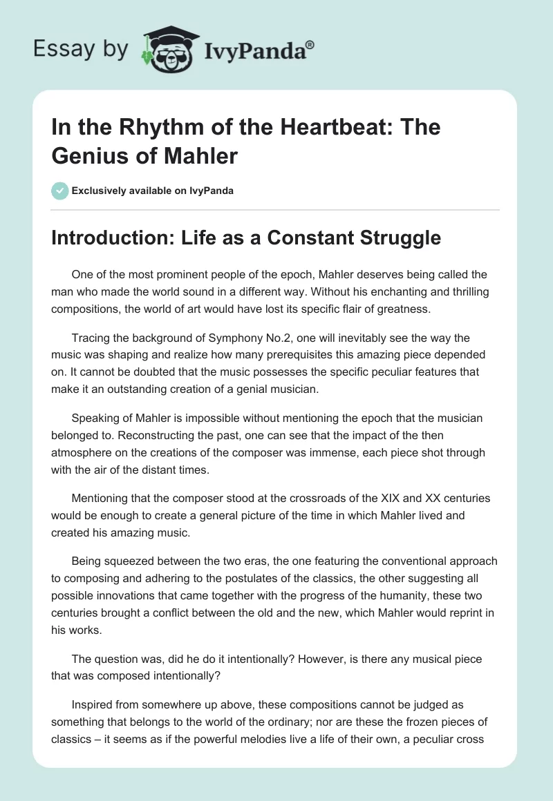 In the Rhythm of the Heartbeat: The Genius of Mahler. Page 1
