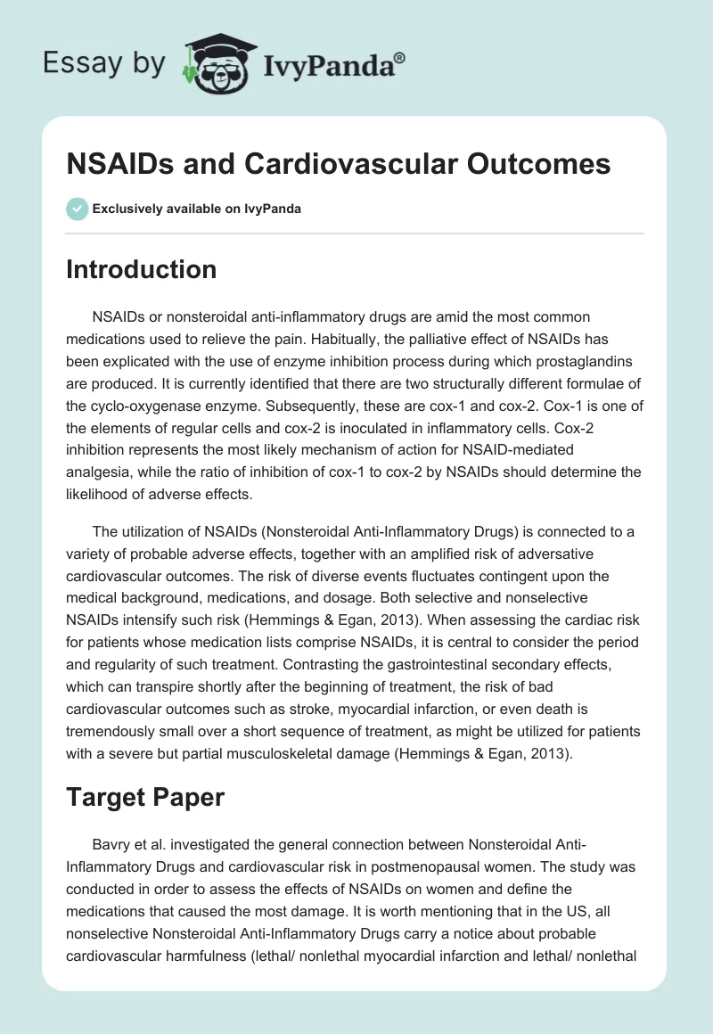 NSAIDs and Cardiovascular Outcomes. Page 1