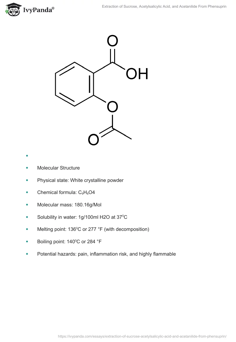 Extraction of Sucrose, Acetylsalicylic Acid, and Acetanilide From Phensuprin. Page 2