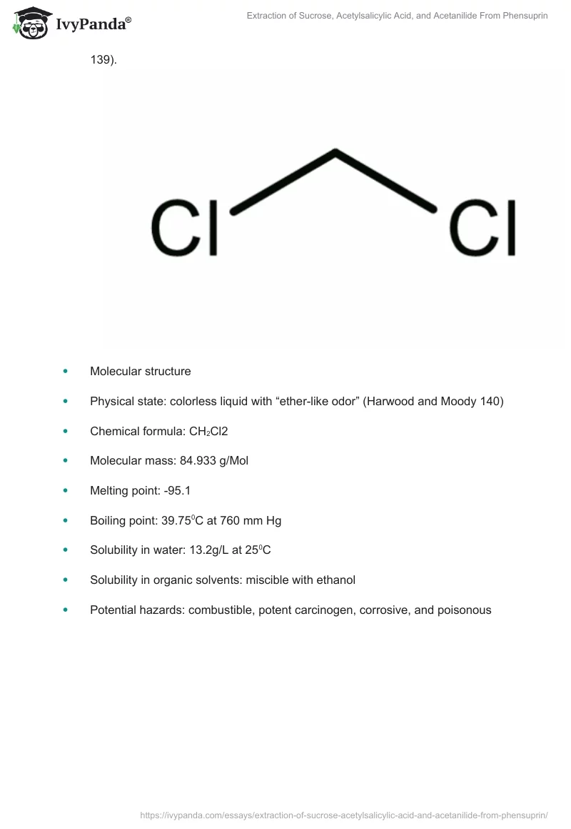 Extraction of Sucrose, Acetylsalicylic Acid, and Acetanilide From Phensuprin. Page 5