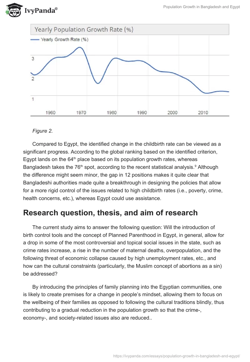 Population Growth in Bangladesh and Egypt. Page 3