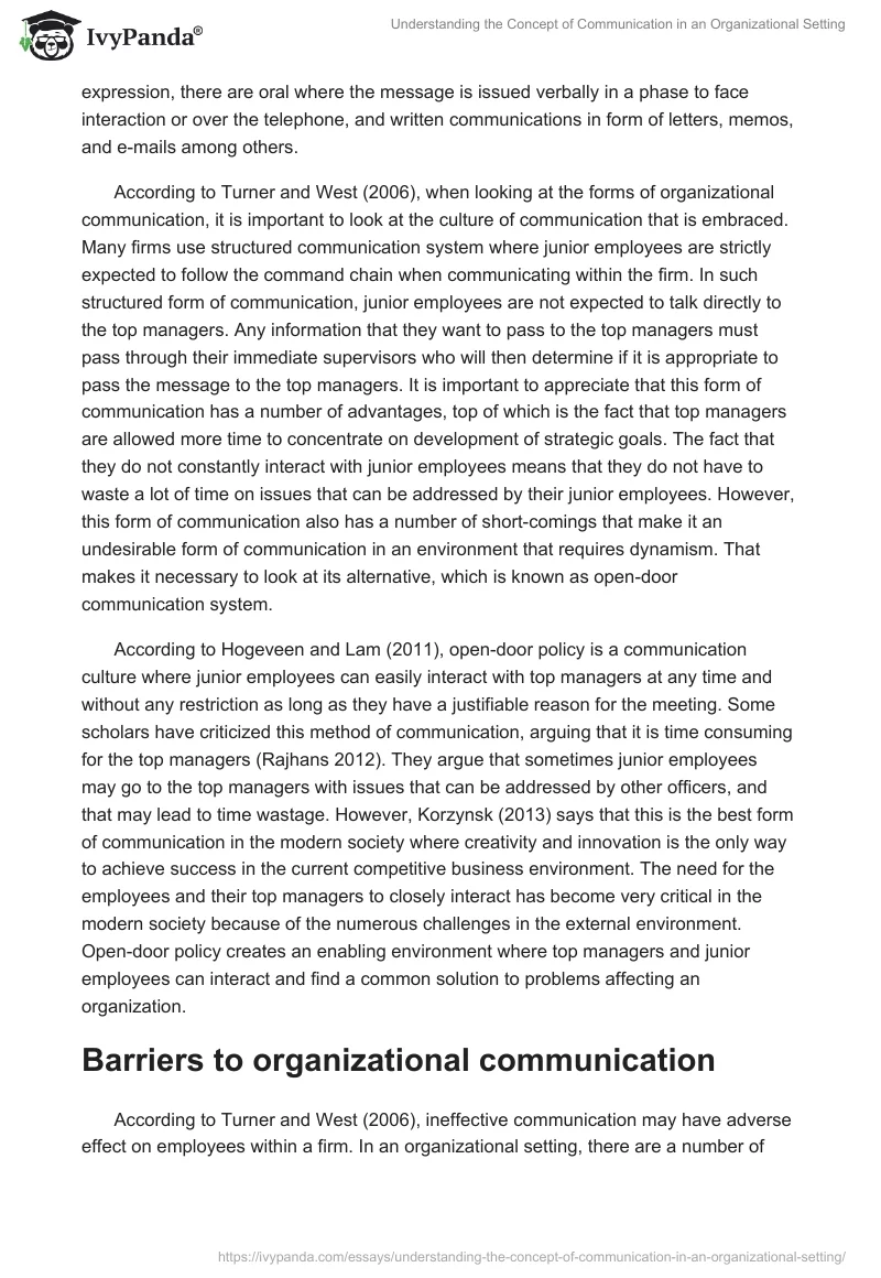 Understanding the Concept of Communication in an Organizational Setting. Page 4