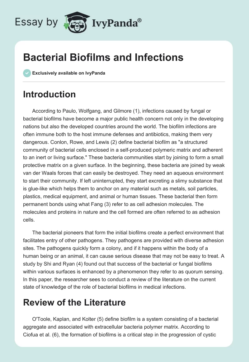 Bacterial Biofilms and Infections. Page 1