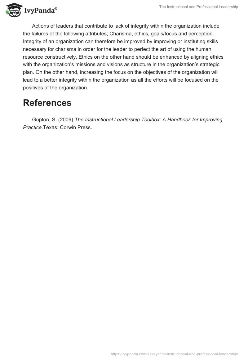 The Instructional and Professional Leadership. Page 3