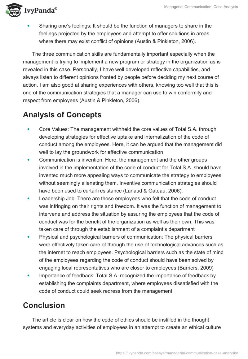 Managerial Communication: Case Analysis. Page 5