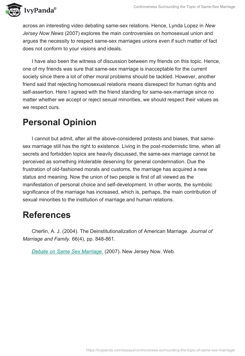 Controversies Surrounding the Topic of Same-Sex Marriage. Page 2