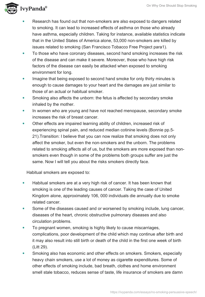 On Why One Should Stop Smoking. Page 2