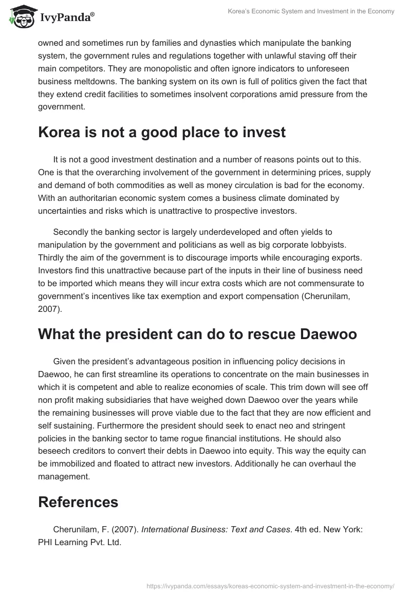 Korea’s Economic System and Investment in the Economy. Page 2