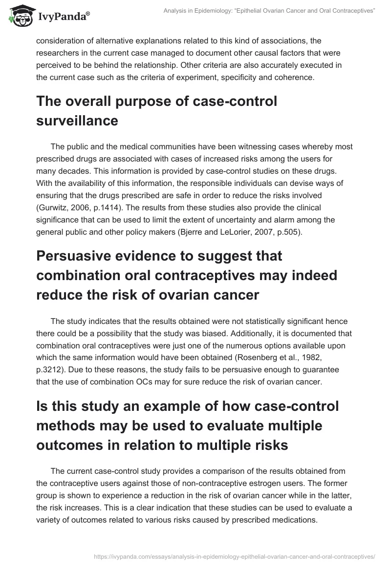 Analysis in Epidemiology: “Epithelial Ovarian Cancer and Oral Contraceptives”. Page 2